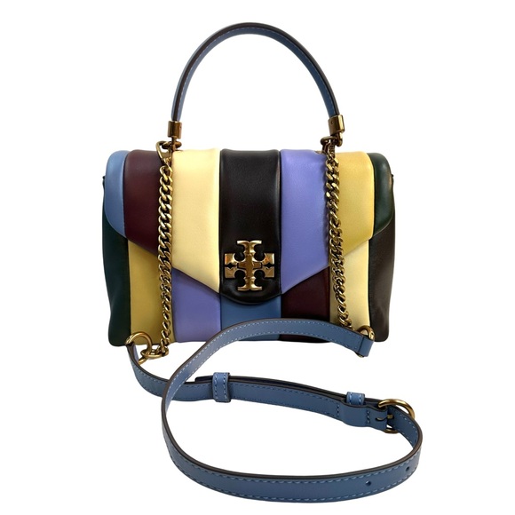 TORY BURCH KIRA SMALL PATCHWORK SATCHEL SHOULDER BAG MULTICOLORED BAG DUST BAG - Picture 7 of 16